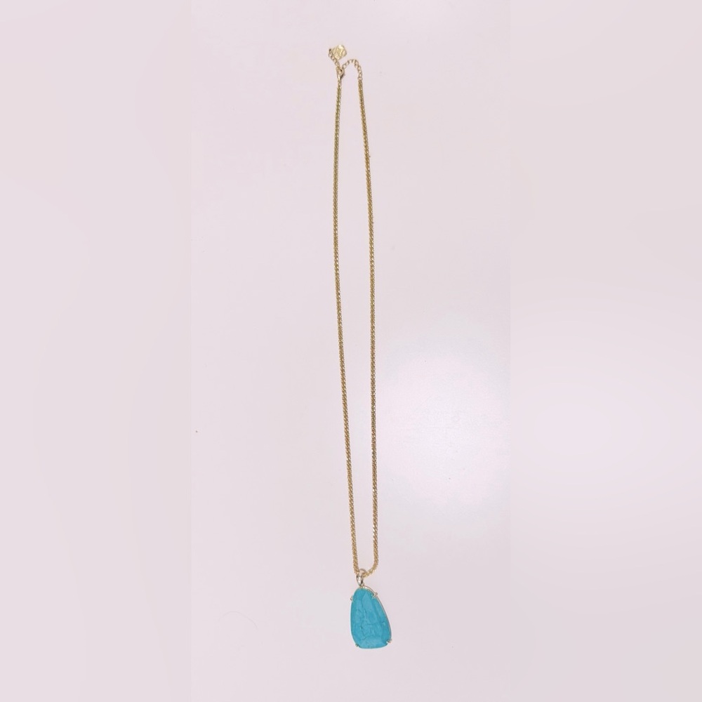 KENDRA SCOTT Sandra Long Gold Necklace w Turquoise Stone Pendant - Picture 3 of 8